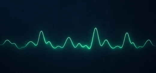 HRV steigern: Pulslinie der Herzratenvariabilität auf dunklem Hintergrund als Symbol für ein reguliertes Nervensystem